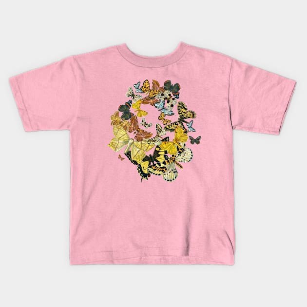 A Swarm Of Vintage Butterflies Vector Kids T-Shirt by taiche